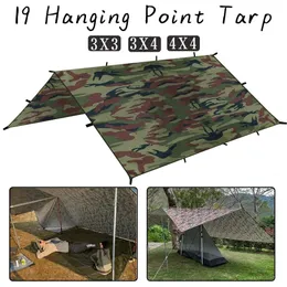 Camping 19 Hanging Points Tent Tarp Survival Sun Shelter Shade Canopy Outdoor Backpacking Waterproof Awning SunShade 4x4 3x4 3x3 240416