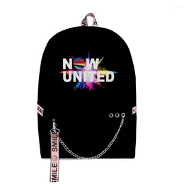 Backpack Fashion Hip Hop Sacos da escola juvenil unissex Now United Travel 3D Impressão Oxford Oxford Impress.