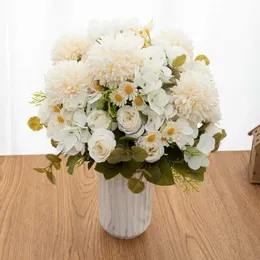 Kurutulmuş çiçekler yapay çiçek topu ayçiçeği ipek gül buket düzenleme masa düğün düzenlemesi ucuz ev parti arka plan dekorasyon