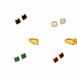 gold Plated Designer Stud Earring 4/four Leaf Clover Jewelry Fi Charm Women Studs Wedding Gift High Quality Q3SD#