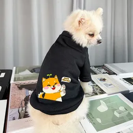 Husdjur tröja söt björn tryck mönster tröja förtjockad varm neddy shiba inu tvåbenade kläder