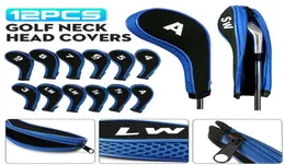 Taşınabilir Golf Kulübü Kapak Demir Set Headsovers Zipper ile 12pcs Giyim Giyinç Golf Kulübü Baş Koruyucu Kapak Golf Aksesuarları 2201642099
