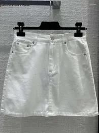 Gonne Fashion Runway Summer White Mini Cowboy Skirt Women's Sexy Bash Bass Bassulla Multi Pocket Slim Pencil Short