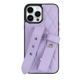 Fashion Design Design Modello Case in pelle cross line adatte per Apple iPhone14/15promax Mobile Phone Coltband Relection Kick Stand
