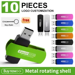 Sürücüler 10 adet ücretsiz özel logo yüksek hızlı kalem sürücüsü USB flash sürücü 4GB 8GB 2.0 1GB 2GB Pendrive Metal USB Çubuklar Anahtar İş Hediyesi