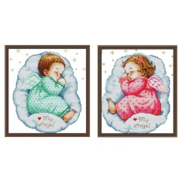 Siringa gioia domenica addormentata angelo baby kit personaggio cinese ricami cinesi contati decorazioni per la stanza dei bambini