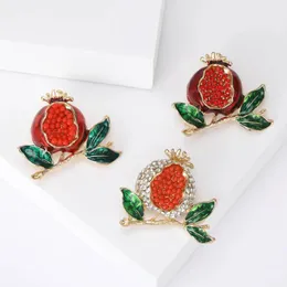 Brooches Beaut&Berry Enamel Pomegranate For Women Unisex 3-color Rhinestone Fruits Party Casual Brooch Pin Gifts