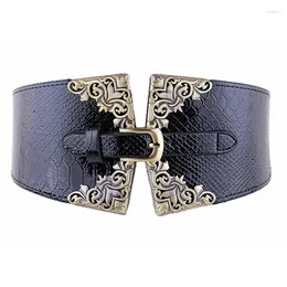 Belts Women Belt Crocodile Pattern Waist Fashion Korean Style Buckle Pin Wide Cummerbund Strap Female Dress Waistband