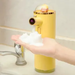 Set 300 ml gelbe Ente Automatische Seife Spender wiederaufladbarer Schaum süße Cartoon Touchess Hand Desinfektionsmittel Flasche Abs Kid Badezimmer Badezimmer