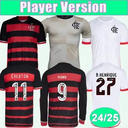 24 25 Flamengo Player Męskie koszulki piłkarskie Pedro Gabi L. Ortiz L. Araujo de Arrascaeta na bok na wyjeździe