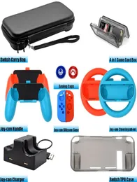 Accessoires Kit für Switch -Spiele Lenkrad -Grip -Kappen mit Taschen -Ladegerät TPU -Schutzhülle 12 in 1294p3282770