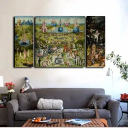 Decorações 3pcs Canvas impressam a arte da parede Hieronymus Bosch Pintura a óleo famosa O jardim das delícias terrestres impressões na decoração da casa de tela