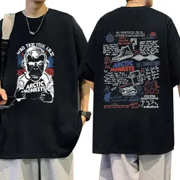 T-shirt maschile Monkey Arctic Monkey 2023 North America Tour Shirt Mens Fashion Over-Neck Overszed Cotton T-shirt Trend Hip Hop T-shirt Strtwear T240425