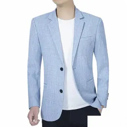 Blazer da uomo Blazer 2024 MENS Abito Casualmente Busin Slim adatto Bazers uomini Solido abbigliamento da lavoro minimalista Maestro Maschio 02PJ Drop Dhdrq