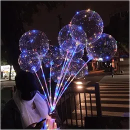 زخرفة الحفلات LED أضواء البالونات الليلية الإضاءة bobo ball mticolor بالون زفاف زخرفة ولاعة مشرق مع عصا إسقاط del dhamk