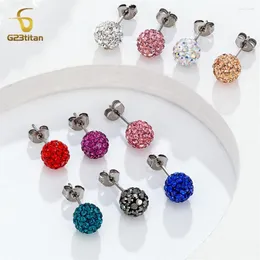 Bolzenohrringe Farben Kristallperlen Polymer Ton G23 Titanohr Micro Pave Strass -Disco -Kugel Hypoallergen Piercing Schmuck Schmuck