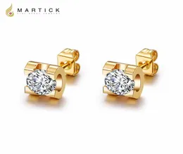 Stud Martick Goldcolor rostfritt stålörhängen för kvinnor Rose CZ Fine Jewelry Gift E1607197911