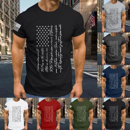 Tops de moda masculinos de camisetas para homens Independence Day Print Spring Summer Sports Sports USA 4 de julho Top