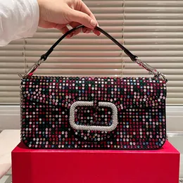 Цветные бриллиантовые дизайнерские сумки с кросс -кусочком сумочка сумочка для выходных кошелька Женские сумки на плечо зеркал качество скользящей цепи Меньшая сумка багет