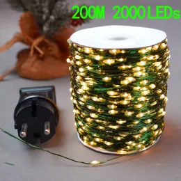 Decorations 200M 100M 50m Christmas Tree Fairy Lights String Outdoor Waterproof Garden Party Lighting Street Decoration for Christmas 2022