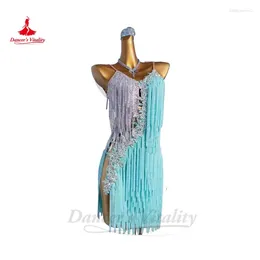 Stage Wear Latin Dance Performance Dress For Women Rumba Chacha Tango Senior AB Stones Competiton Costume Custom Adult Child Dresses