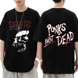 Herren-T-Shirts Rockband ausgenutzt Retro Graphic T Shirt Männer Hip Hop Trend Punk Gothic T-Shirt Unisex Mode Baumwolle Übergroße TS Strtwear T240425