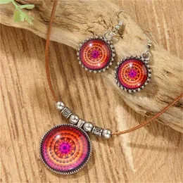 Earrings Necklace set Bohemian Ethnic style necklace earrings set alloy glass all-in-one earrings Christmas gift