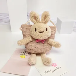 Kids Casual ombro de ombro de ombro artesanal tecedou Mini Rabbit Messenger Fashion Acessórios de moda crianças 240425