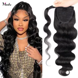 ذيل الحصان ذيل الحصان Meetu Body Wave Wave Waving Human Hair Wrap حول ذيل الحصان Remy Hair Ponytails مقطع في الشعر الطبيعي