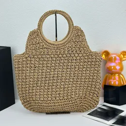 Nuove sacchetti di designer di borse da design della paglia da spiaggia estiva per donna vocazione intrecciata borse da spiaggia per la spiaggia cerchio rotondo manico in borse di lusso raffie grandi sponnetto a moda hobo borse