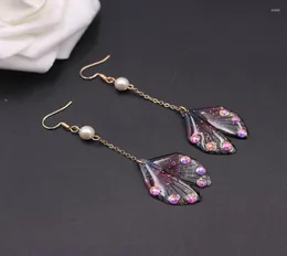 Dangle Earrings Fairy Tale Mermaid Tail Dreamy Brudy Burple Butterfly Ensect Wing Long Romantic Romantic Bridal9489877