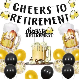 Party Decoration Cheers To Retirement Decorations Banner Cake Topper Beer Cup Balloons For Men Women Supplies