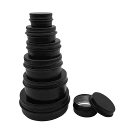 Candele 30pcs 5g 10g 15g 20g 30g 50g 60g 100g Tinne in alluminio nero vuoto Can lattine di bandiera per candele con contenitori per coperchio a vite