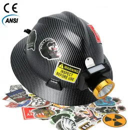 Toys CE Full Brim Safety Helm Hard Hat Stickers Carbon Fiber Construction Work Cap Lightweight HDPE Railway Protective Hard Hat