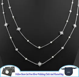 Catene 925 Meteoriti in argento sterling Meteoriti versatili avvolgenti con catena di maglione di perle donne donne di lusso neogotico 9530224