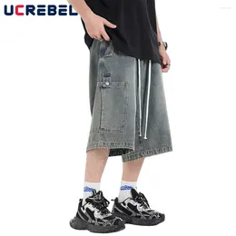 Jeans da uomo tasca da uomo corto maschile lavato in difficoltà estive streetwear gamba elastica elastica in denim pantaloni uomini uomini