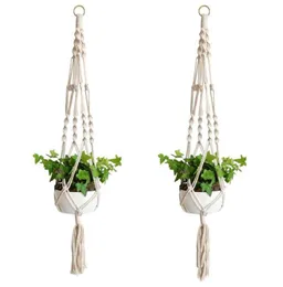 Wieszony roślin Macrame Rope Pots Uchwyt liny wiszące ścienne plantator wieszak koszyka koszyka uchwyty w koszyki kwiatowe w pomieszczeniach podnoszenie1359825