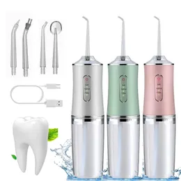 Portabelt tandvattensflosser Oral Irrigator USB RECHAREBLEABLE WATER FLOSS JET TOTHE PICK 4 TIPS 220 ML MUND Tvättmaskin 240429