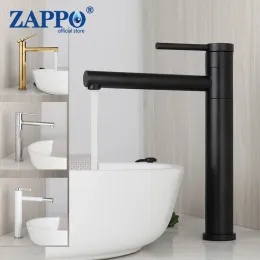 Sätt Zappo Badrumsbassängen kran Black / Golden 360 Swivel Wash Sink Mixer Tap Stream Spray Counter Top Hot Cold Facets Mixer