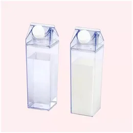 Wasserflaschen 17oz Milchkarton Flaschenlagerbox transparent quadratische Tasse Plastik Kaffee Getränk Tasse Originalität Tropfen Dhnei
