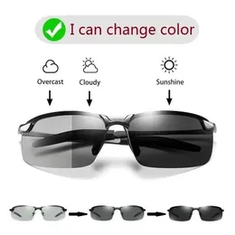 Men Pochromic Polarized Sunglasses Driving Fishing Chameleon Glasses Change Color Sun Day Night Vision UV400 Eyewear 240423