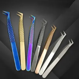 1pcs cílios pinças de aço inoxidável de aço inoxidável de alta precisão Tweezers anti-estática para extensões de cílios Ferramentas de cílios