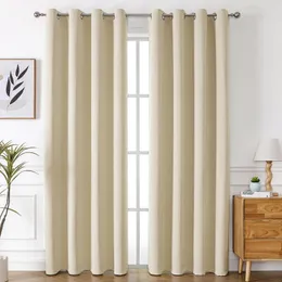 Curtain Blackout Curtains Solid Grommet Top Light Blocking Noise Reducing Window Draps For Bedroom Office Kitchen