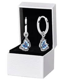 Brincos de arco de borboleta azul Brincos de varejo original para 925 Sterling Silver Women Women Party Jewelry Stud Earring6356322