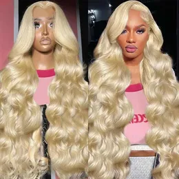 Synthetic Wigs 13x4 13x6 transparent 613 lace front wig honey blonde hair color Brazilian Remi body wave human Q2404271