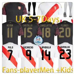 24 25 Camisas de futebol do Peru 2024 Camisetas de futebol da Copa Pizarro Farfan Cueva Eleccion Peruana Cuevas Solano Flores Cubillas Pineau Aparel ao ar livre Kit para crianças Kit