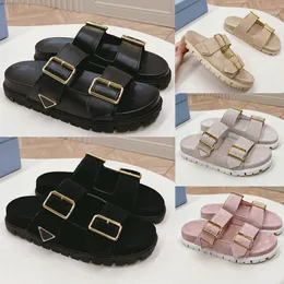 Suede strap slides Ecru 1XX692 designer sandals women slide sleek iconic signature touch slides Beach Slides designer slide summer slides comfort triangle slide 42