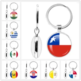 Keychains Malta Zambia Zimbabwe Latvia Armenia Azerbaijan Saudi Arabia UAE Morocco 양면 유리 카보콘 국기 키 체인 선물