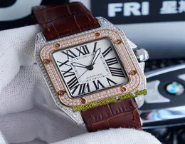 version TWF V12 W2SA0017 W2SA0011 White Dial Japan Miyota 8215 Automatic Mens Watch Iced Out Diamond inlay Case Leather Casua6339001