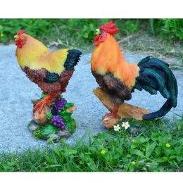 2Pcs/Set Resin Chicken Figure Fairy Garden Decoration Home Ornament for Outdoor Landscape DIY Decor 240419